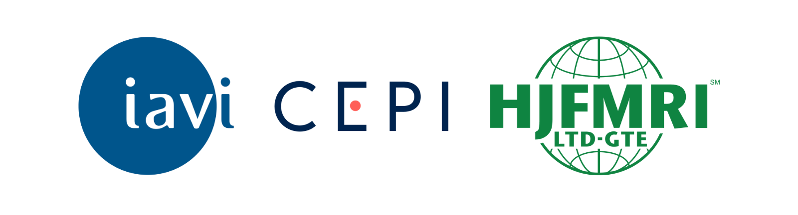 IAVI, CEPI, and HJFMRI logos