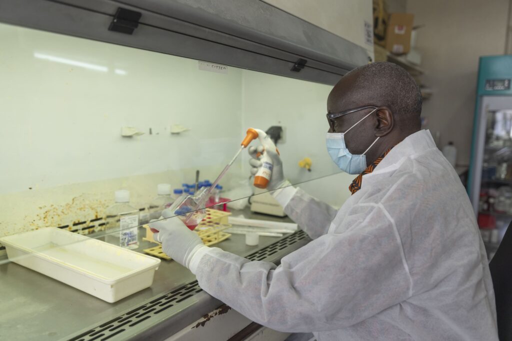 Professor Walter Jaoko at one of the KAVI ICR Laboratories in Nairobi, Kenya on 20th July 2022.