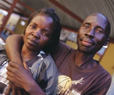 African couple smiling